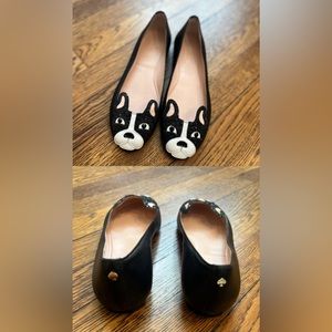 Kate Spade French Bulldog Flats Sz 7 - worn 1 time!